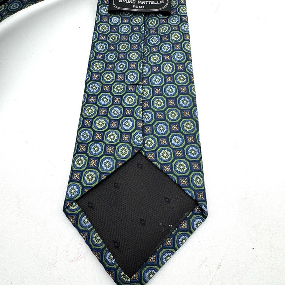 Bruno Piattelli Tie Men Geometric Floral Geometric Vintage 100% Silk USA Necktie - Picture 7 of 9